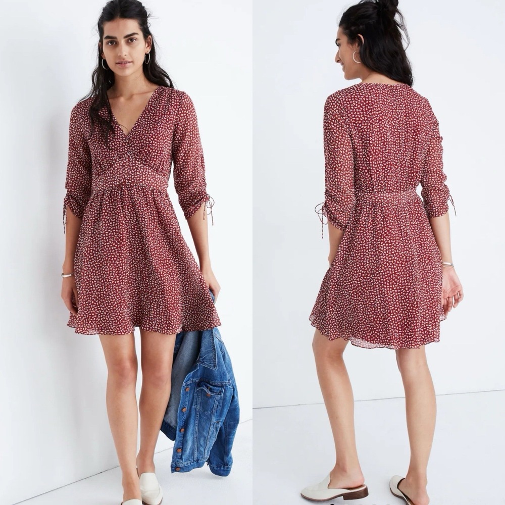 Madewell Starviolet Mini Dress in Ditsy Flowers Sheer Seersucker Retro Sz 4